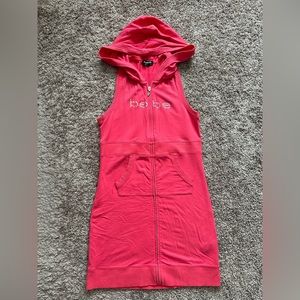 Bebe Zip Up Tank Top Sweater Dress with Swarovski Crystals
